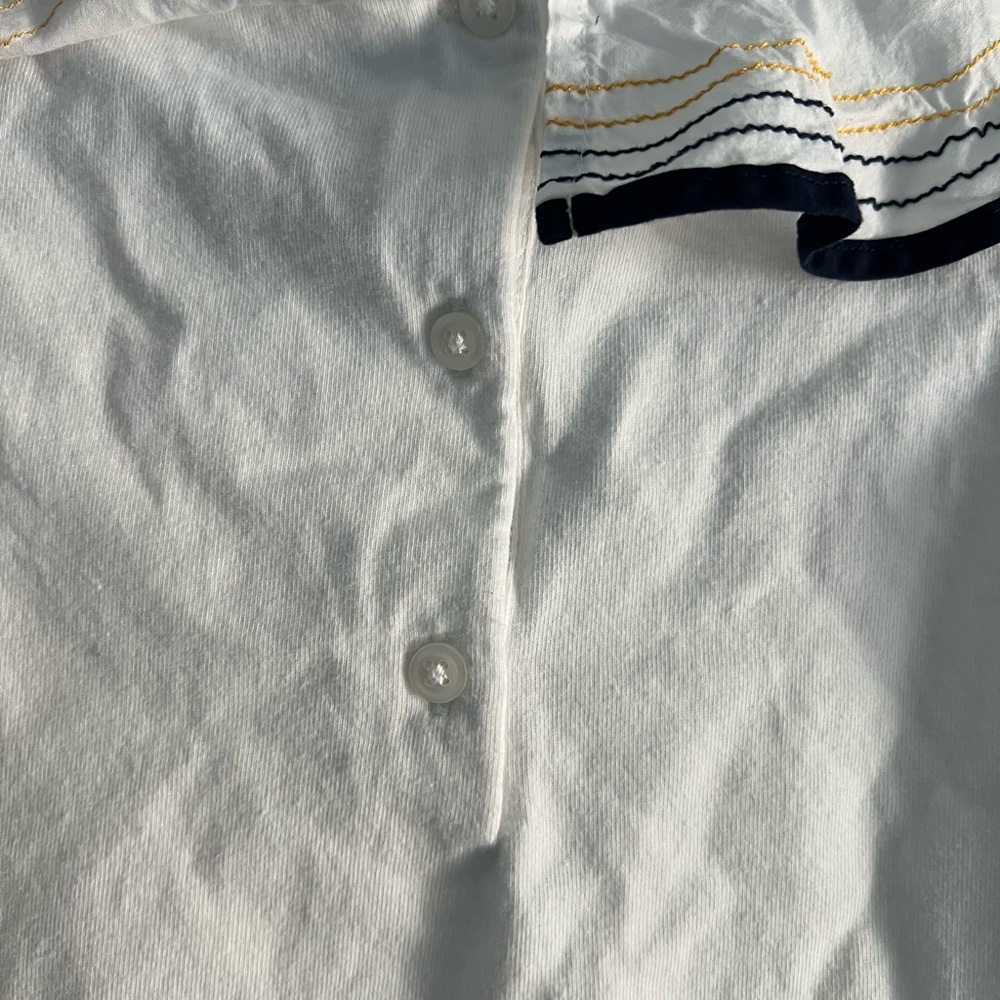 Janie and Jack White Ruffled Blouse with Navy and Yellow Trim - Picture 4 of 4